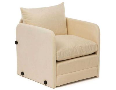 Fauteuil convertible en tissu Saga (Blanc cassé)