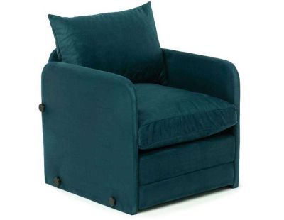 Fauteuil convertible en tissu Saga (Bleu pétrole)