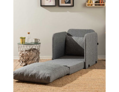 Fauteuil convertible en tissu Saga (Gris clair)