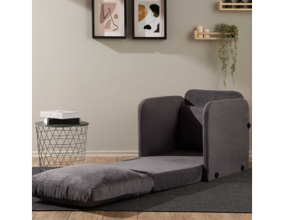 Fauteuil convertible en tissu Saga (Gris foncé)