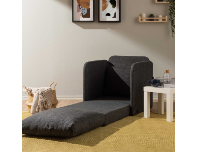 Fauteuil convertible en tissu Saga (Gris foncé)