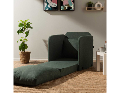 Fauteuil convertible en tissu Saga (Vert)