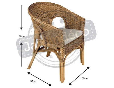 Fauteuil avec coussin en moelle de rotin Galep