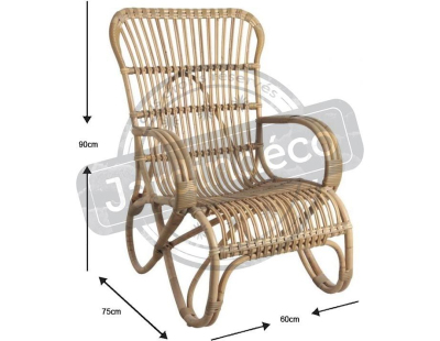 Fauteuil détente en manau et moelle de rotin naturelle