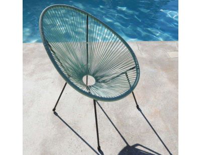 Fauteuil de jardin en acier et assise en fil de résine Rio (Gris, Amande)