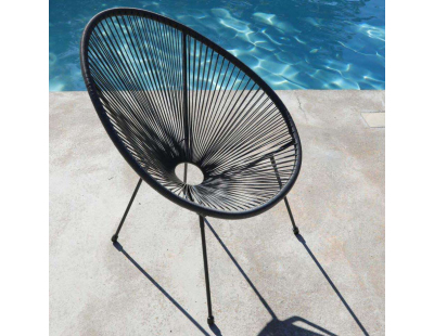 Fauteuil de jardin en acier et assise en fil de résine Rio (Gris, Noir)