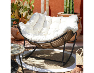 Fauteuil de jardin à bascule avec coussin Tulum