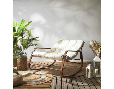 Fauteuil de jardin à bascule en métal Miamii (Imitation bois)