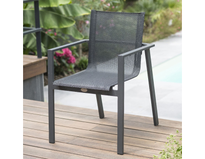 Fauteuil de jardin empilable en textilène et aluminium Miami (Lot de 2)