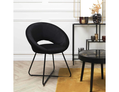 Fauteuil rond en velours cotelé Giulia (Noir)