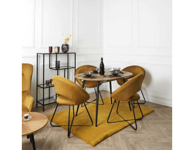 Fauteuil rond en velours cotelé Giulia (Jaune)