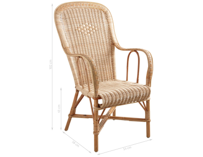 Fauteuil rotin dossier haut naturel