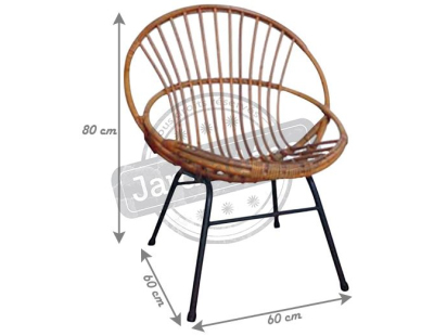 Fauteuil en rotin laqué et métal