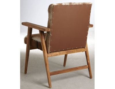 Fauteuil en peau de chèvre marron et teck