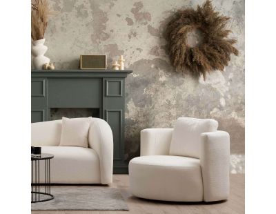 Fauteuil en tissu crème Wing