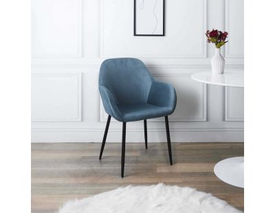 Fauteuil en velours cotelé Giulia (Lot de 2) (Bleu cadet)