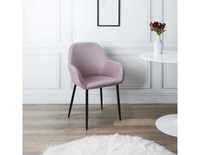 Fauteuil en velours cotelé Giulia (Lot de 2) (Rose poudré)