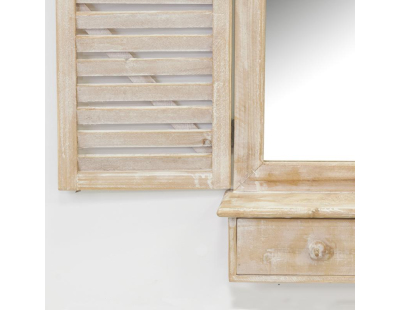 Miroir fenêtre en bois avec tiroirs