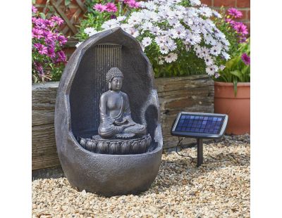 Fontaine solaire en résine Buddha