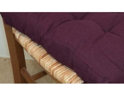 Galette de chaise en coton uni 40 cm 8 points (Aubergine)