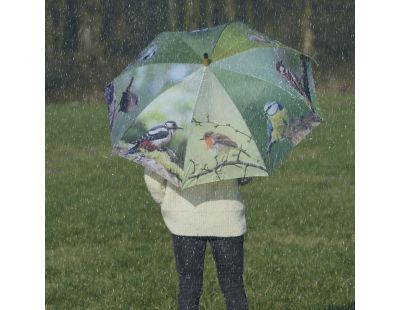 Grand parapluie bois et métal toile polyester (Oiseaux)