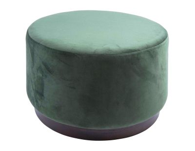 Grand pouf rond en velours et bois (Vert foncé)