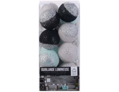 Guirlande lumineuse boules pailletées 16 leds (Noir, Bleu)