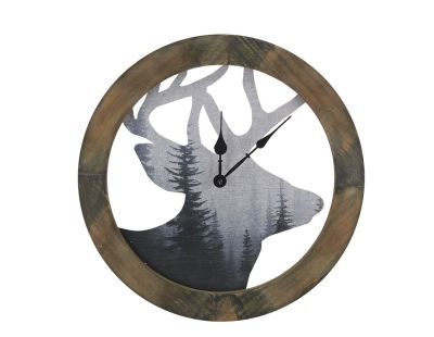 Horloge Cerf en pin