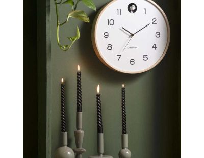 Horloge en bois de bouleau Natural Cuckoo (Blanc)