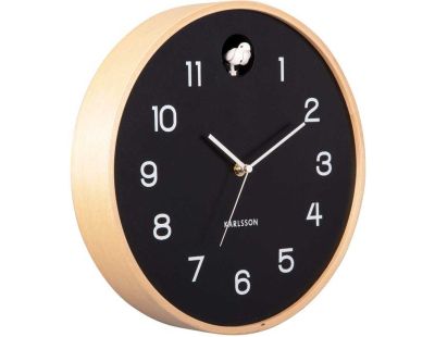 Horloge en bois de bouleau Natural Cuckoo (Noir)