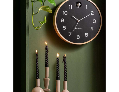 Horloge en bois de bouleau Natural Cuckoo (Noir)