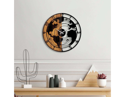 Horloge en bois et métal Clock (Mappemonde)