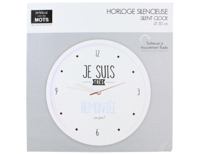 Horloge moderne 30 cm Je suis... (Blanc)