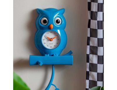 Horloge murale Owl Pendulum (Bleu)