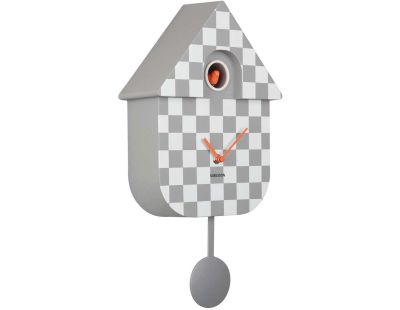 Horloge murale moderne Cuckoo Checker (Gris et blanc)