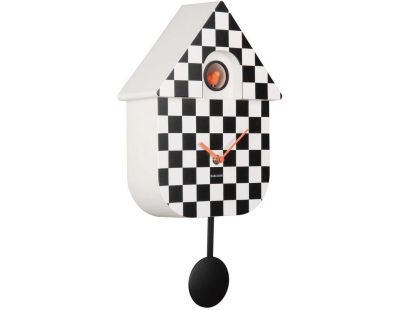 Horloge murale moderne Cuckoo Checker (Noir et blanc)