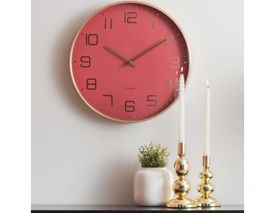 Horloge murale ronde Elegance Glow (Rouge)