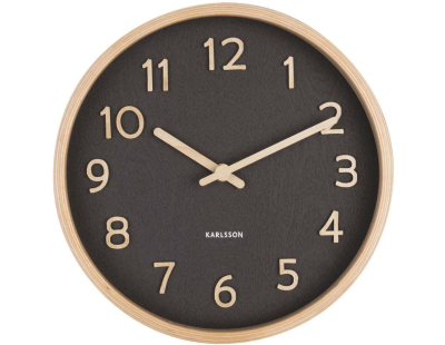 Horloge ronde en bois Pure  22 cm (Noir)