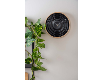 Horloge ronde en bois Scandi Ribble 31 cm (Noir mat)