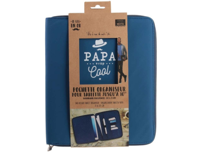 Housse avec organisateur pour tablette Papa en or (Bleu)