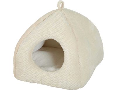 Igloo pour chat en fourrure Olympe 46 x 46 cm (Crème)