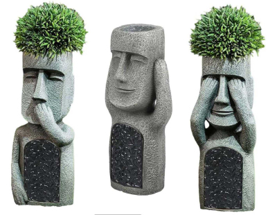 Jardinière Moai en polyrésine (Lot de 3)