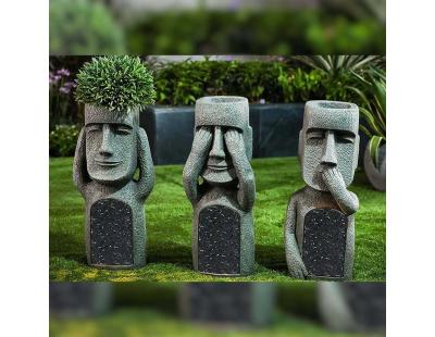 Jardinière Moai en polyrésine (Lot de 3)