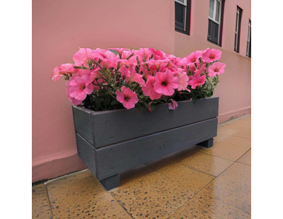 Jardinière en mélèze Moline 60 x 22 x 20 cm (Cérusé gris)