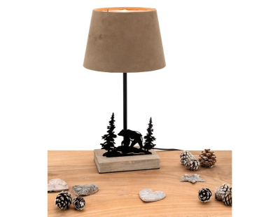 Lampe en métal et bois décor Forêt (1 ours + 2 sapins)