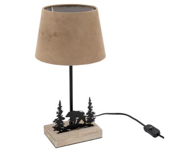 Lampe en métal et bois décor Forêt (1 ours + 2 sapins)