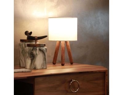 Lampe à poser e  bois et tissu Carla (Crème)