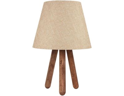 Lampe à poser trepieds bois et tissu Carla (Hêtre et crème)