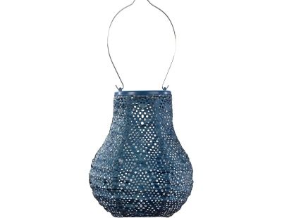 Lanterne solaire Bulb 16 cm (Ikat - Bleu pétrole)