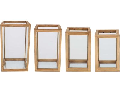 Lanternes en bois et verre (Lot de 4)